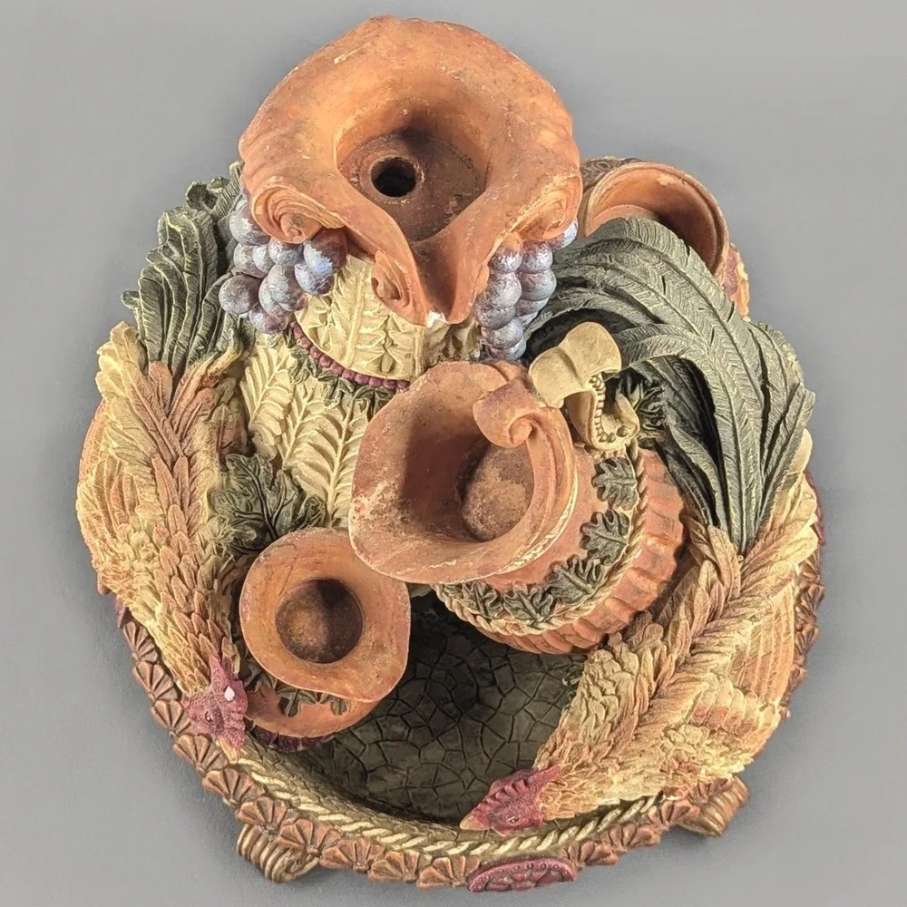 Rustic Harvest Pitcher Rooster Musical Tabletop Water Fountain Resin Decor